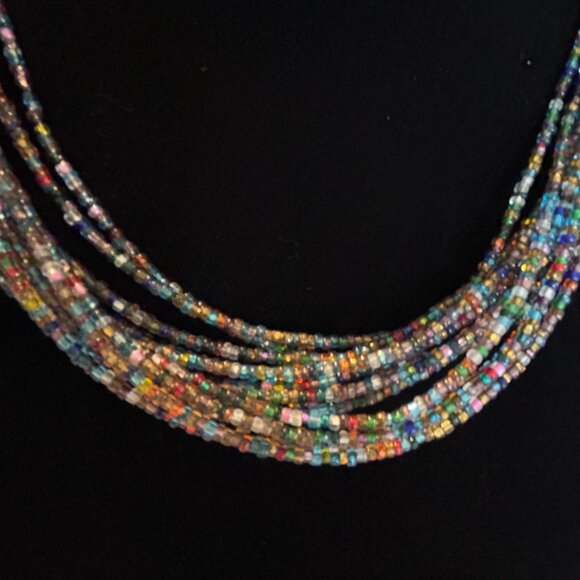 22" Bead Necklace, Long Necklace, Multi strands Necklace, Colorful Beaded - Picture 2 of 10